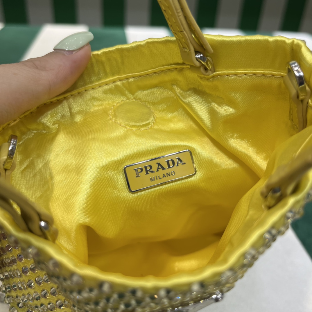 Pra*a satin handbag with crystals