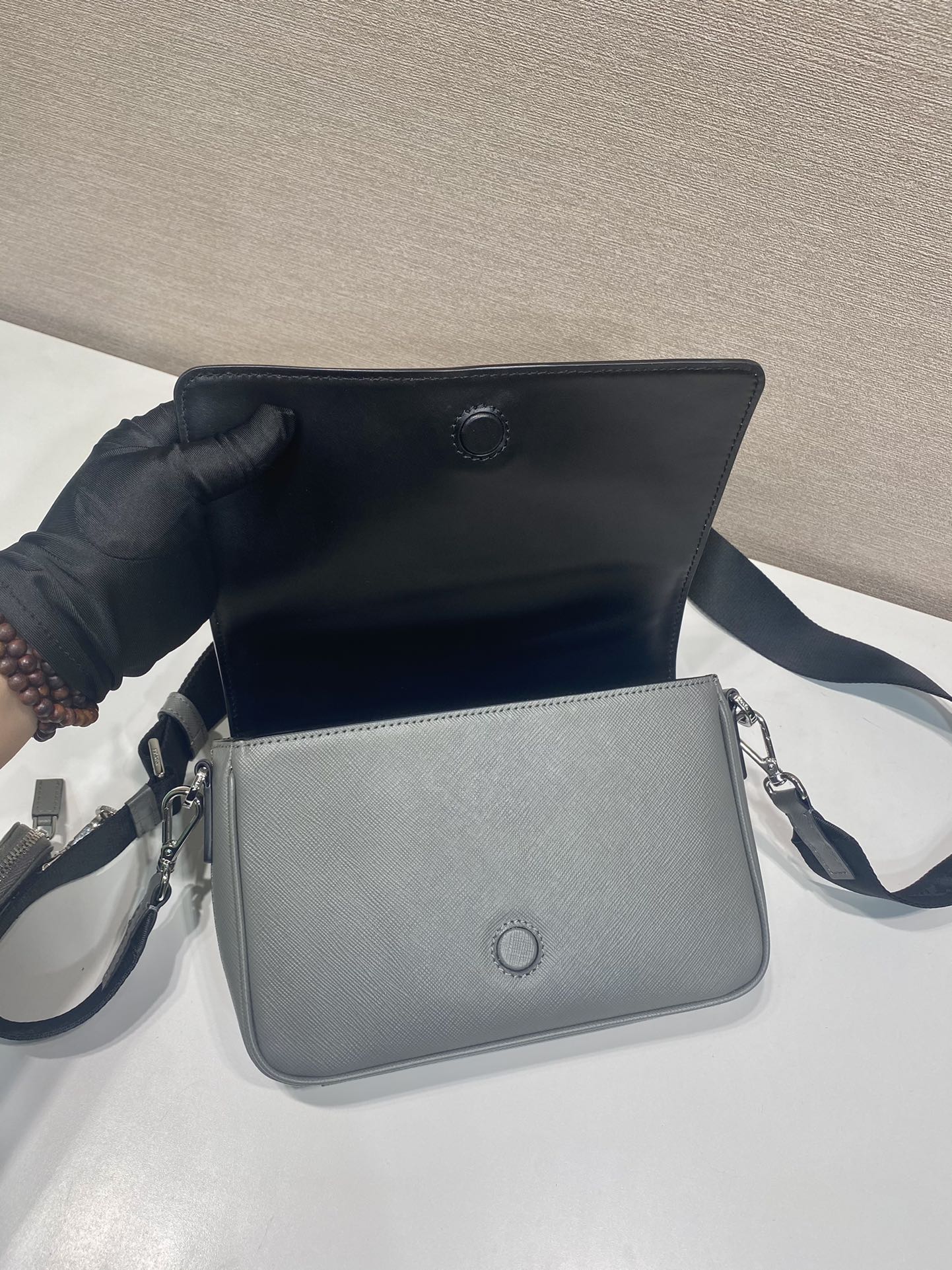 Pra*a saffiano leather shoulder bag