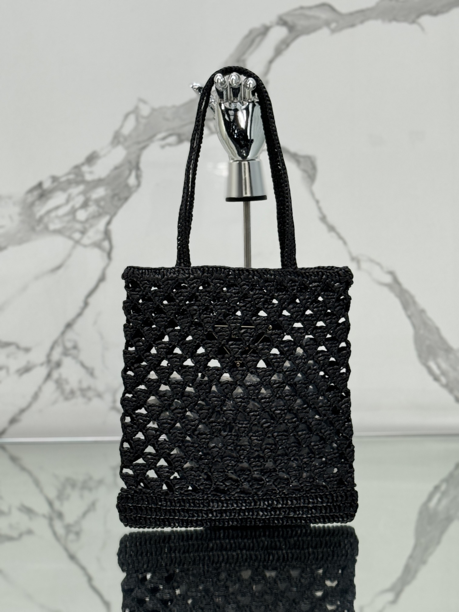 Pra*a woven fabric crochet tote bag