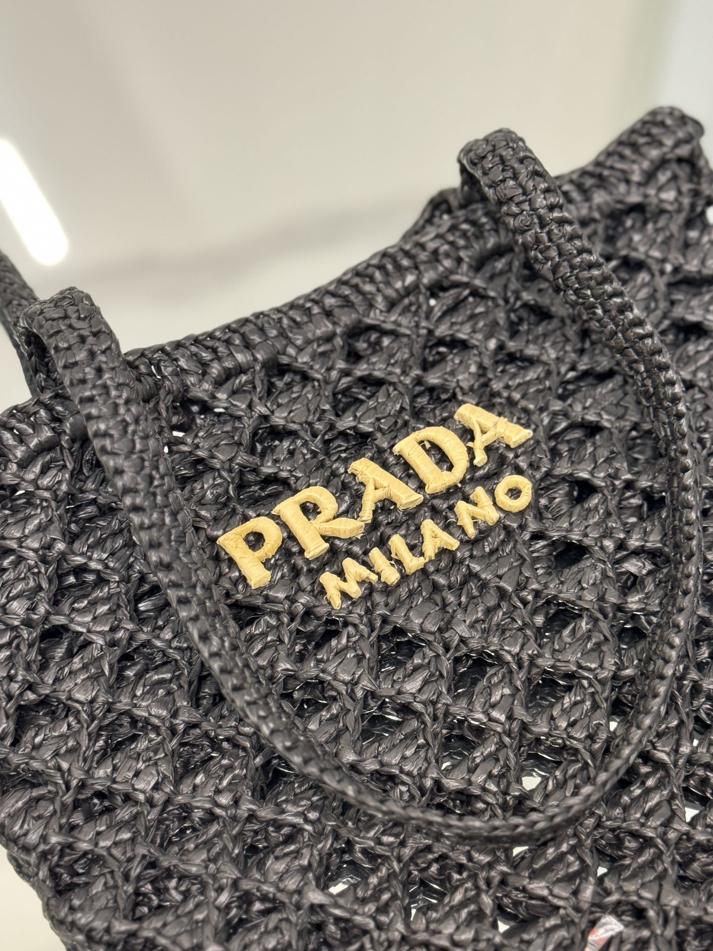 Pra*a woven fabric crochet tote bag