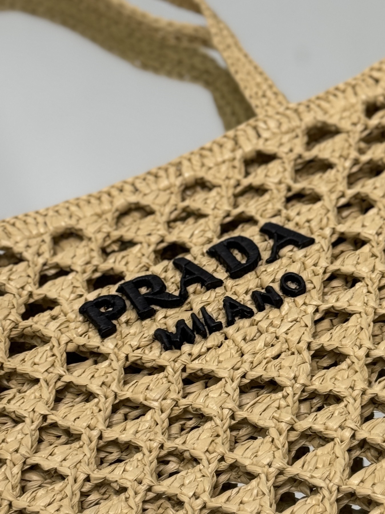 Pra*a woven fabric crochet tote bag