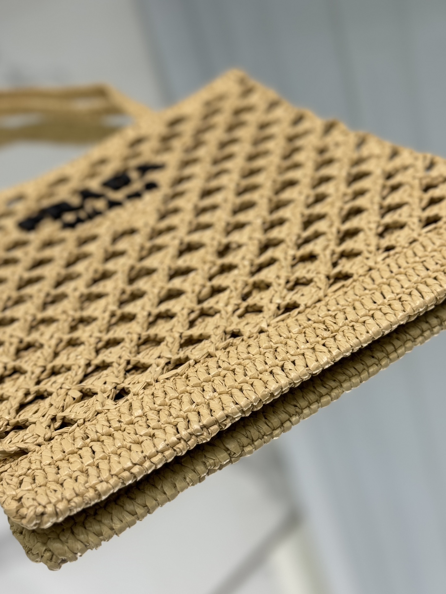 Pra*a woven fabric crochet tote bag